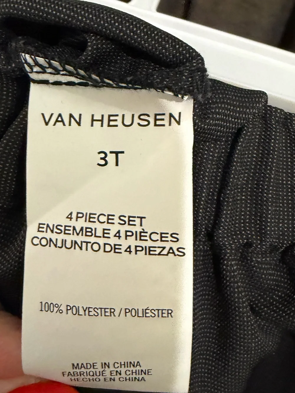 Van Heusen Black Vest and White Shirt Set with Gray Plaid Tie